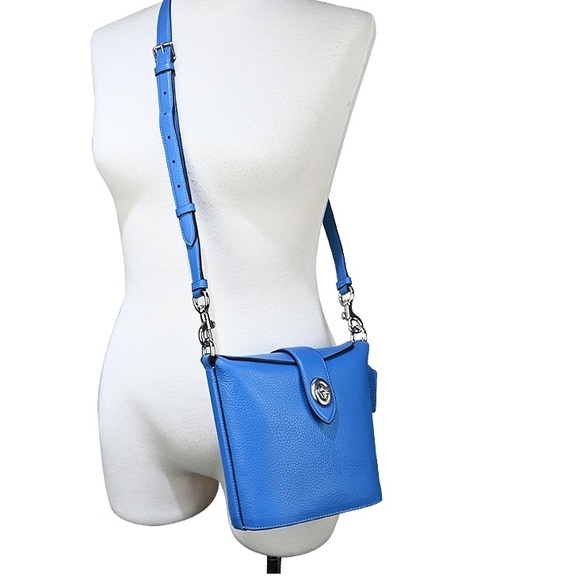 Coach New with card care Addie Crossbody Refined pebble leather Vivid Bl… - Picture 7 of 16